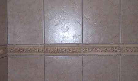 Border in custom tiled shower - detail